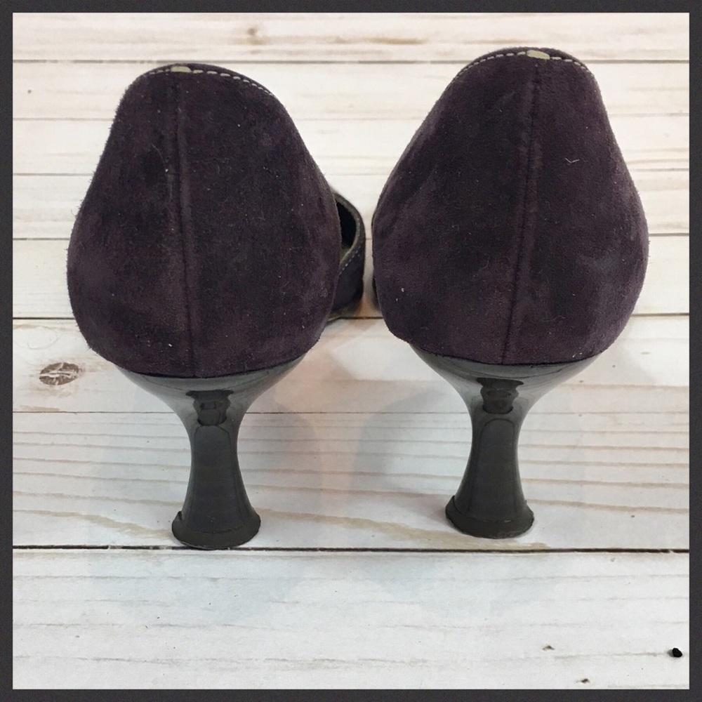 Kate Spade Eggplant Suede Kitten Heel Pumps Sz 8 - Picture 3 of 8